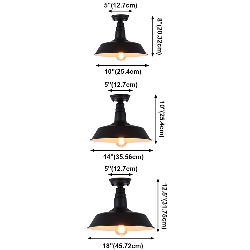 Plafoniera da portico a forma di fienile, retrò, industriale, in metallo, a 1 luce, a semi-incasso