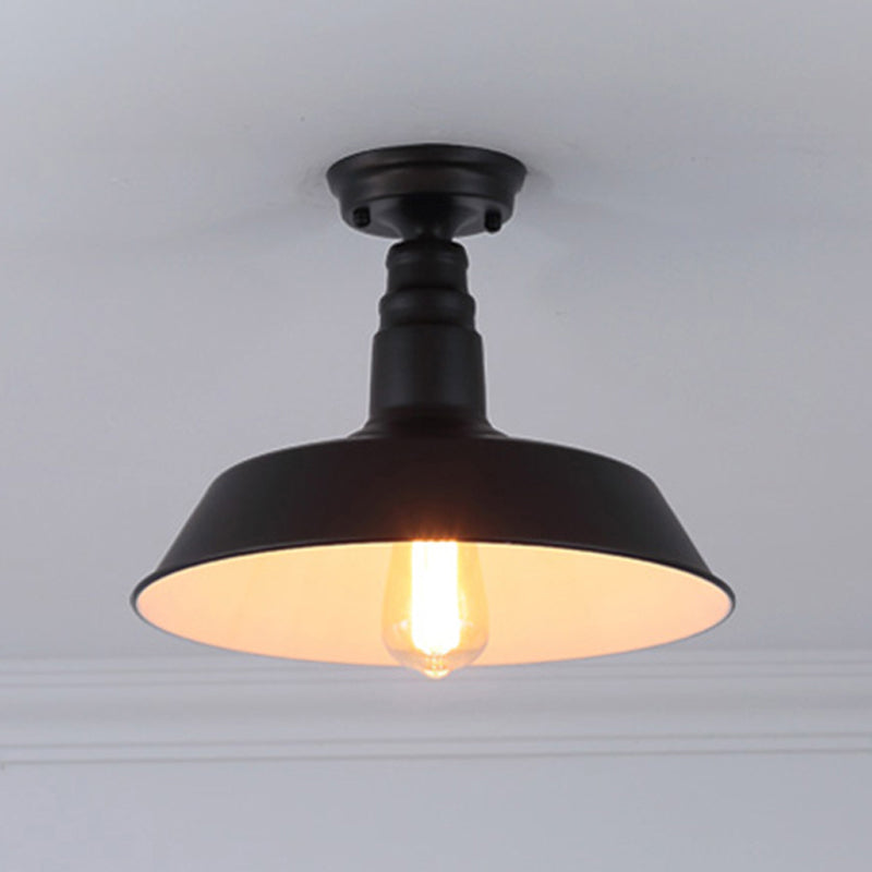 Plafoniera da portico a forma di fienile, retrò, industriale, in metallo, a 1 luce, a semi-incasso