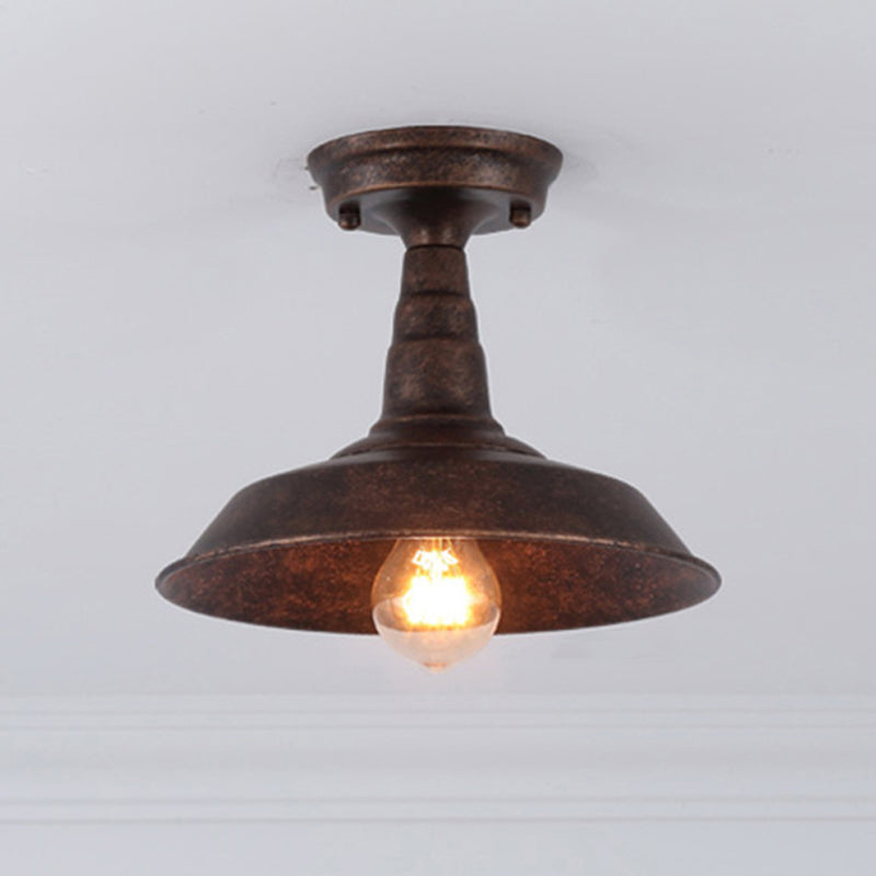 Plafoniera da portico a forma di fienile, retrò, industriale, in metallo, a 1 luce, a semi-incasso