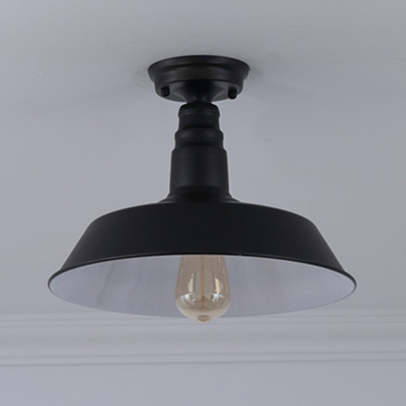 Plafoniera da portico a forma di fienile, retrò, industriale, in metallo, a 1 luce, a semi-incasso