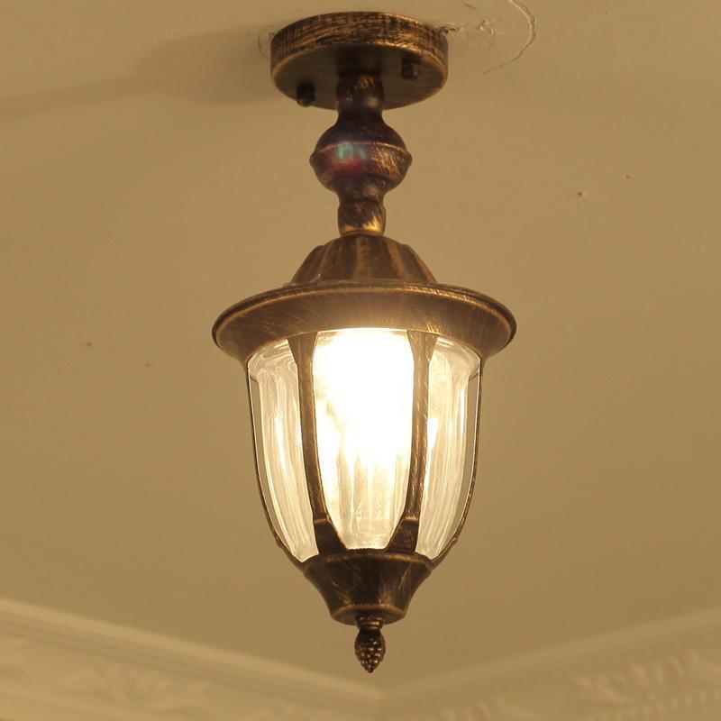 Bell Shaped Semi Flush Light Traditional Glass 1 Bulb Balcony Ceiling Flush Light