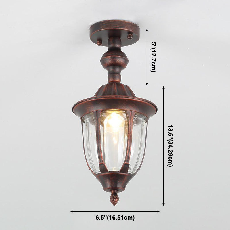 Bell Shaped Semi Flush Light Traditional Glass 1 Bulb Balcony Ceiling Flush Light