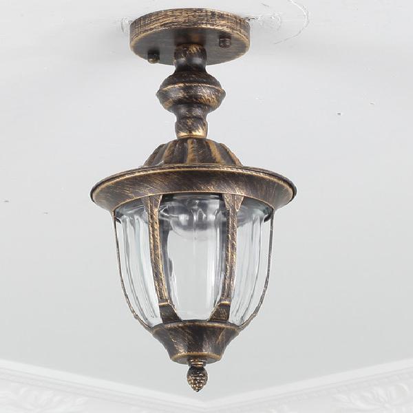 Bell Shaped Semi Flush Light Traditional Glass 1 Bulb Balcony Ceiling Flush Light