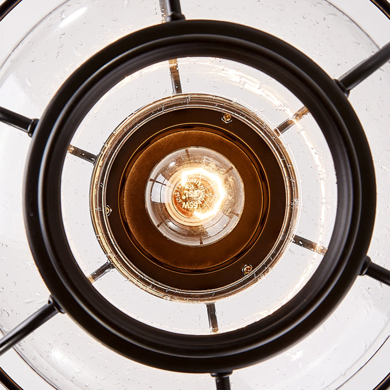 1-Light Porch Ceiling Lamp Vintage Flush Mount Light Fixture with Glass Shade