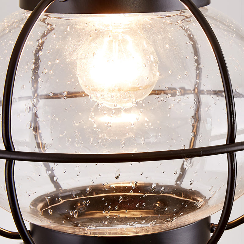 1-Light Porch Ceiling Lamp Vintage Flush Mount Light Fixture with Glass Shade