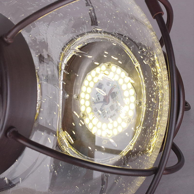 1-Light Porch Ceiling Lamp Vintage Flush Mount Light Fixture with Glass Shade