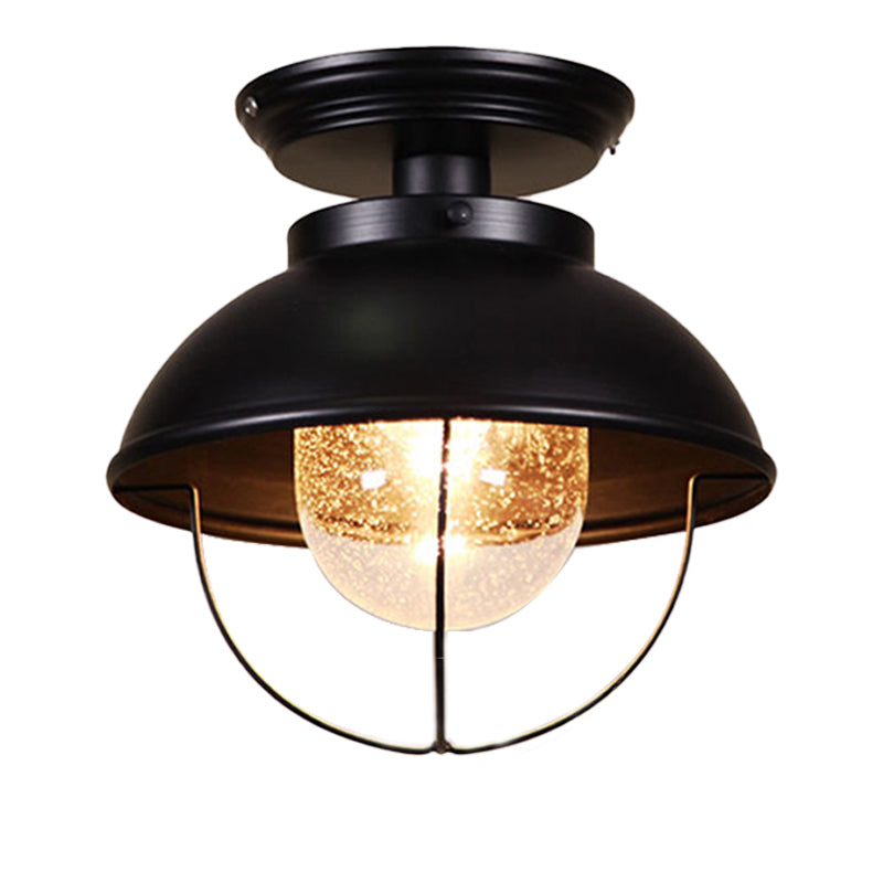 Black Flush Mount Light Industrial 1 Head Ceiling Mounted Light for Outdoor