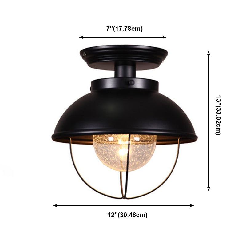 Lampada da incasso nera industriale a 1 testa montata a soffitto per esterni