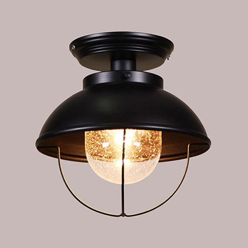 Lampada da incasso nera industriale a 1 testa montata a soffitto per esterni