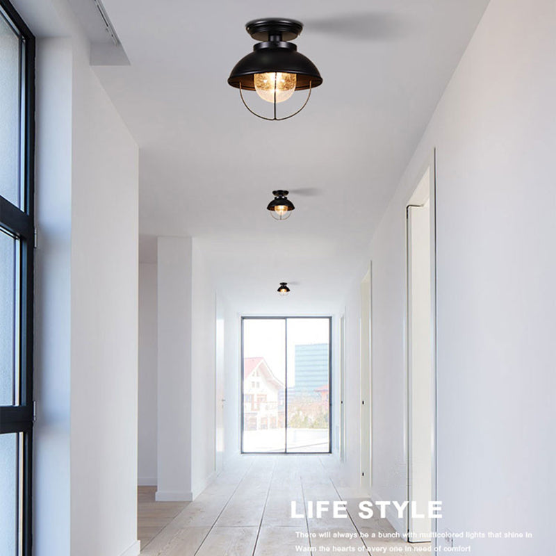 Lampada da incasso nera industriale a 1 testa montata a soffitto per esterni