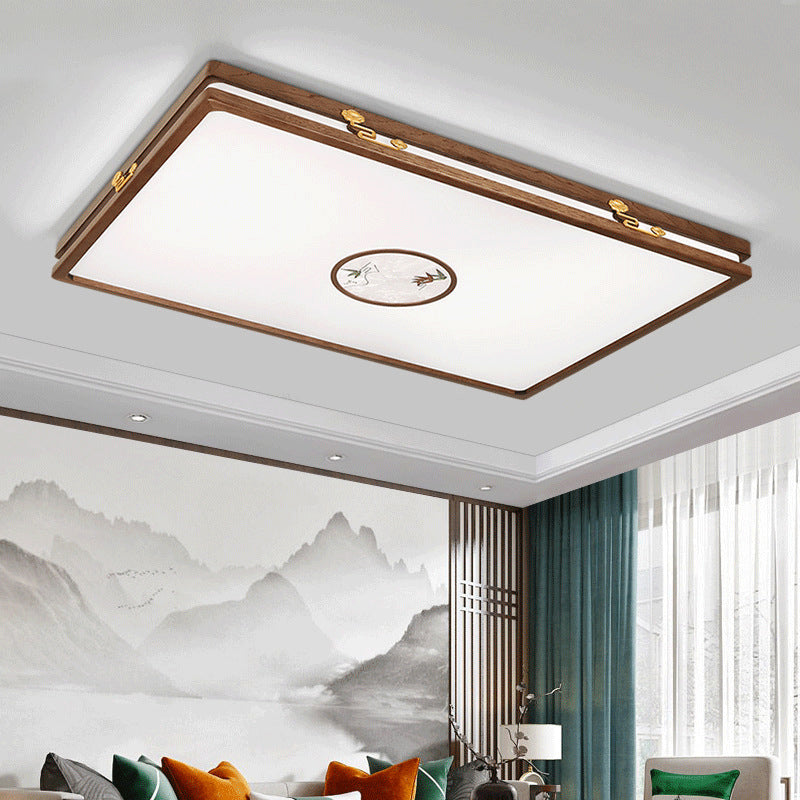 Modern Geometric LED Ceiling Lamp Wood Flush Mount for Balcony Dining Room