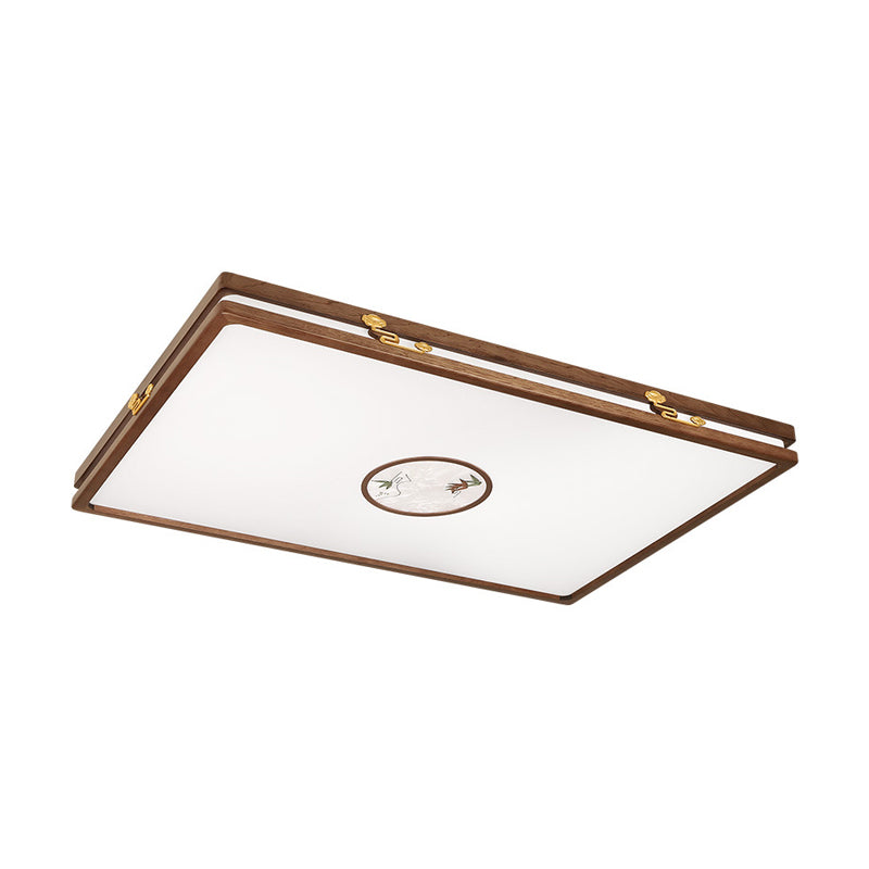 Modern Geometric LED Ceiling Lamp Wood Flush Mount for Balcony Dining Room