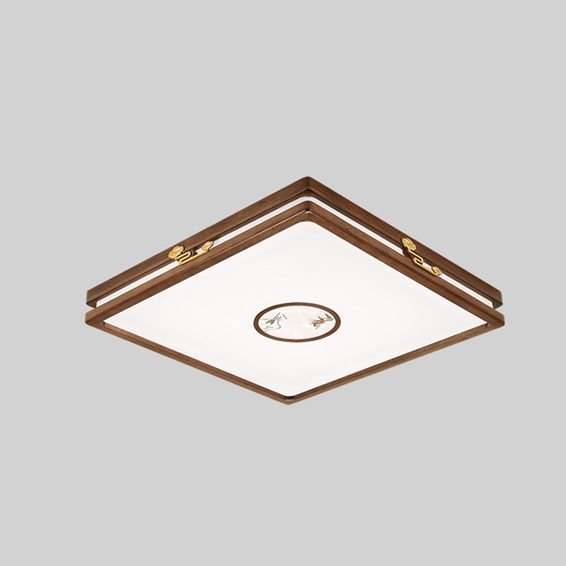 Modern Geometric LED Ceiling Lamp Wood Flush Mount for Balcony Dining Room