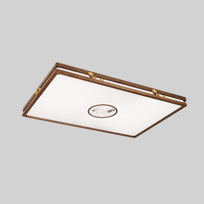 Modern Geometric LED Ceiling Lamp Wood Flush Mount for Balcony Dining Room