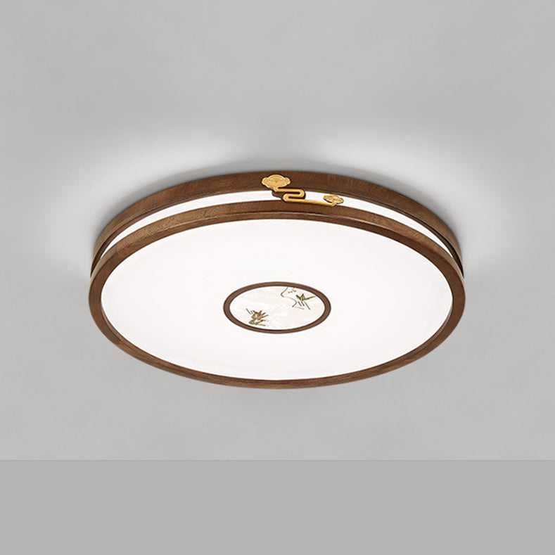 Modern Geometric LED Ceiling Lamp Wood Flush Mount for Balcony Dining Room