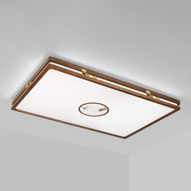 Modern Geometric LED Ceiling Lamp Wood Flush Mount for Balcony Dining Room