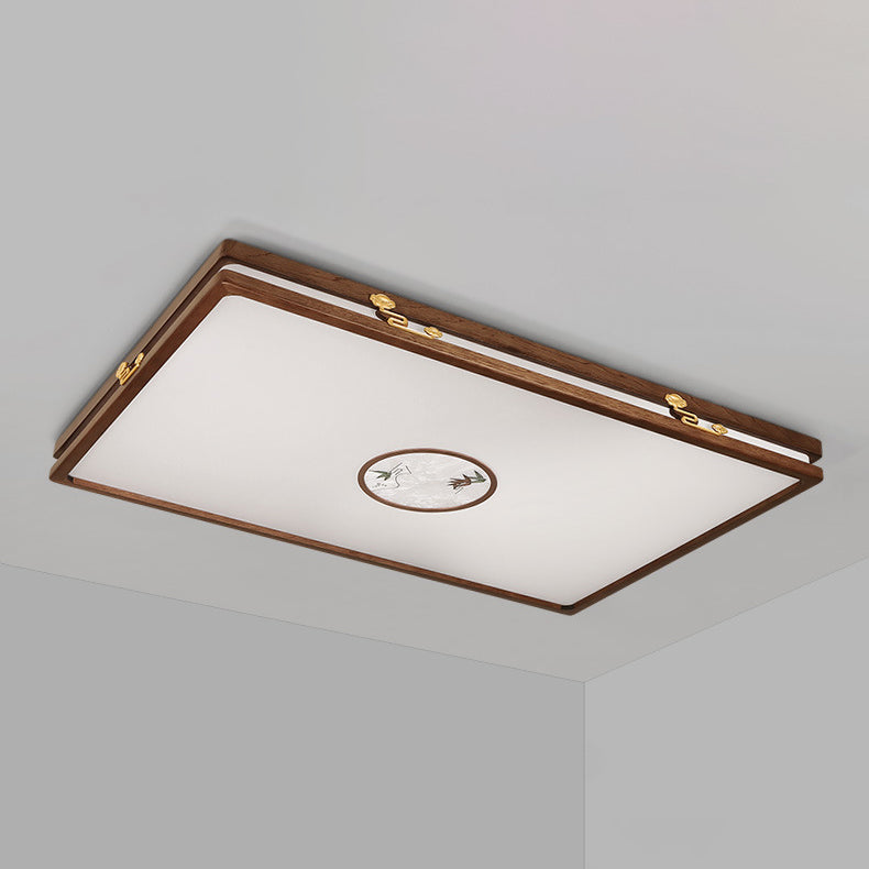 Modern Geometric LED Ceiling Lamp Wood Flush Mount for Balcony Dining Room