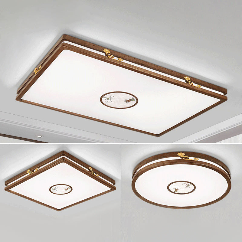Modern Geometric LED Ceiling Lamp Wood Flush Mount for Balcony Dining Room