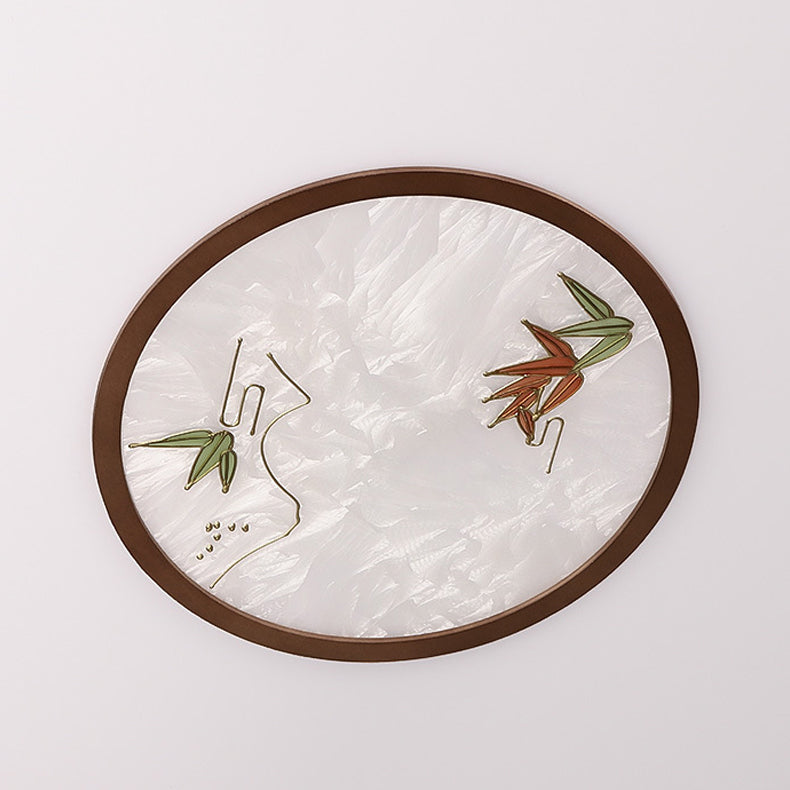 Modern Geometric LED Ceiling Lamp Wood Flush Mount for Balcony Dining Room