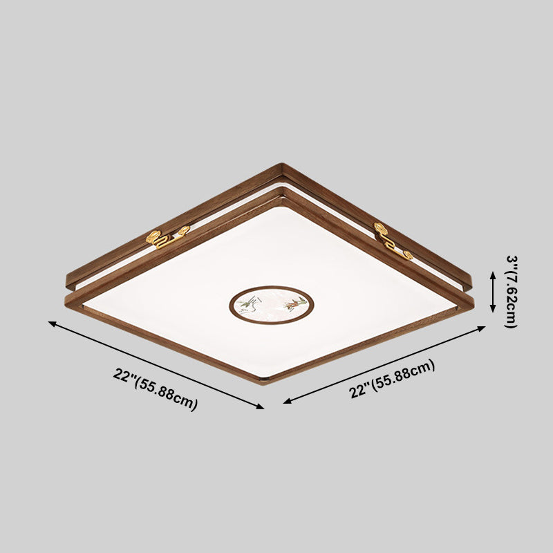 Modern Geometric LED Ceiling Lamp Wood Flush Mount for Balcony Dining Room