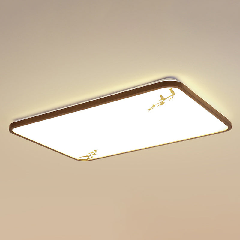 Modern Geometric LED Ceiling Lamp Wood 1 Light Flush Mount for Aisle Bedroom