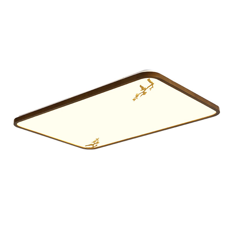 Modern Geometric LED Ceiling Lamp Wood 1 Light Flush Mount for Aisle Bedroom