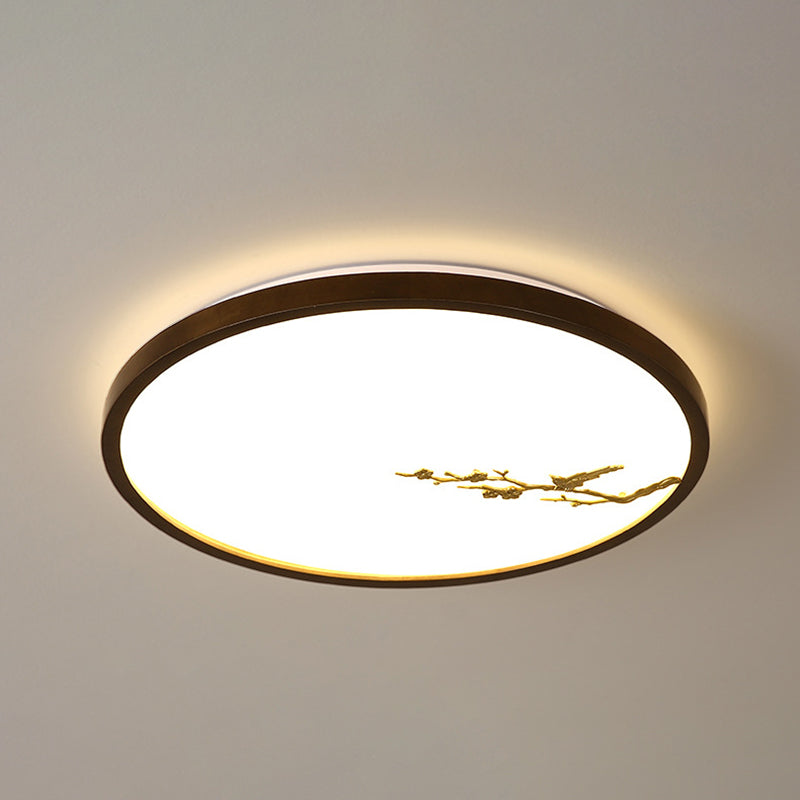 Modern Geometric LED Ceiling Lamp Wood 1 Light Flush Mount for Aisle Bedroom