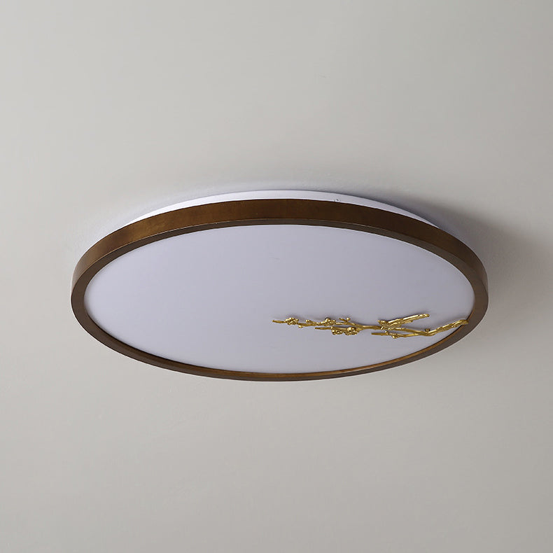 Modern Geometric LED Ceiling Lamp Wood 1 Light Flush Mount for Aisle Bedroom