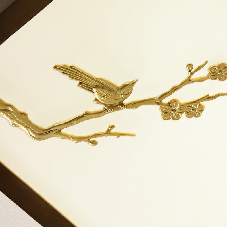 Modern Geometric LED Ceiling Lamp Wood 1 Light Flush Mount for Aisle Bedroom