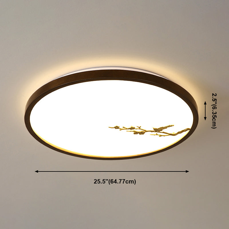 Modern Geometric LED Ceiling Lamp Wood 1 Light Flush Mount for Aisle Bedroom