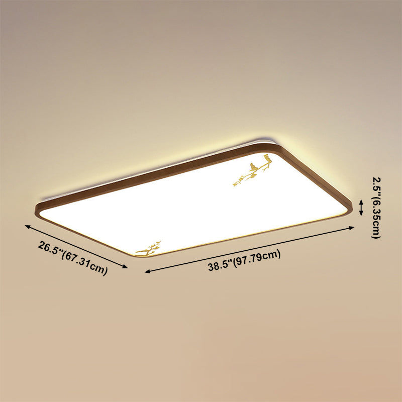 Modern Geometric LED Ceiling Lamp Wood 1 Light Flush Mount for Aisle Bedroom