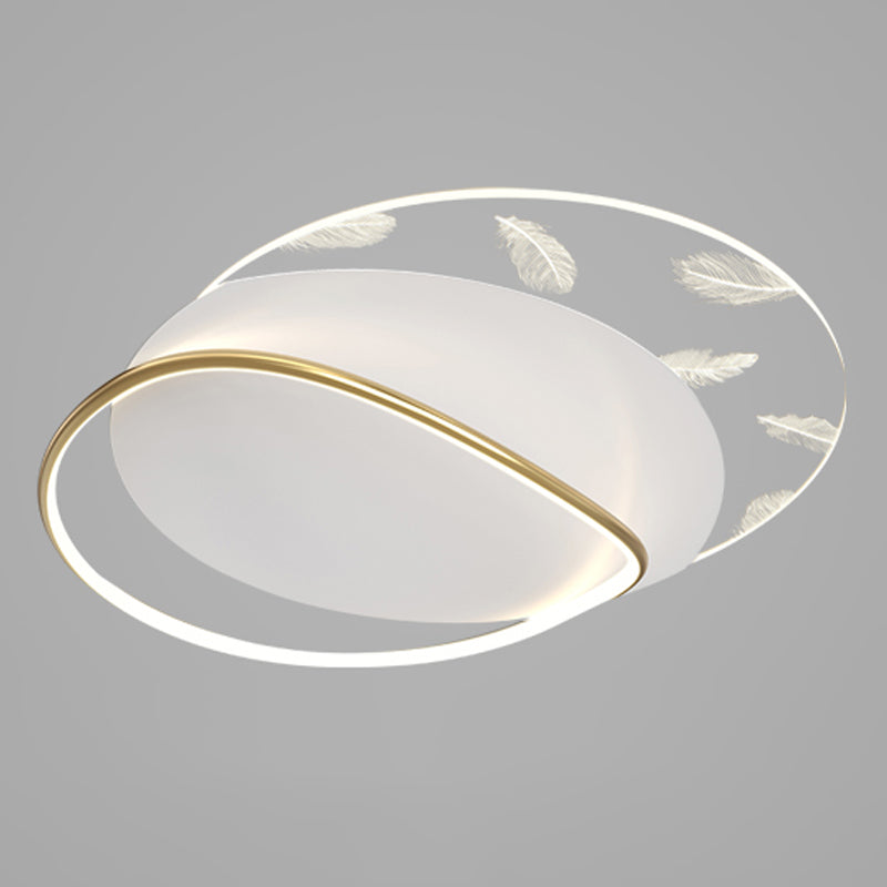 Acrylic Feather LED Flush Mount in Modern Artistic Style Aluminium Geometric Ceiling Fixture