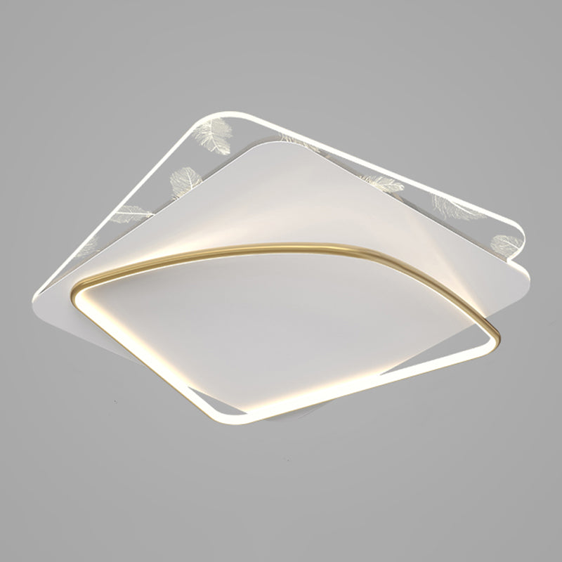Acrylic Feather LED Flush Mount in Modern Artistic Style Aluminium Geometric Ceiling Fixture