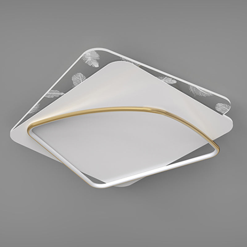 Acrylic Feather LED Flush Mount in Modern Artistic Style Aluminium Geometric Ceiling Fixture