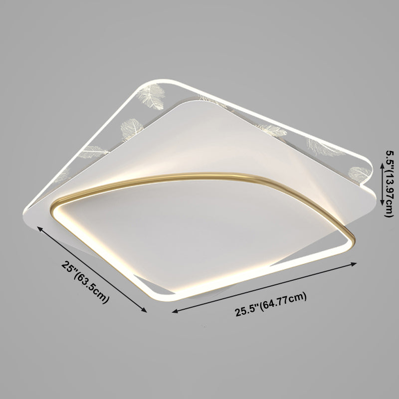 Acrylic Feather LED Flush Mount in Modern Artistic Style Aluminium Geometric Ceiling Fixture