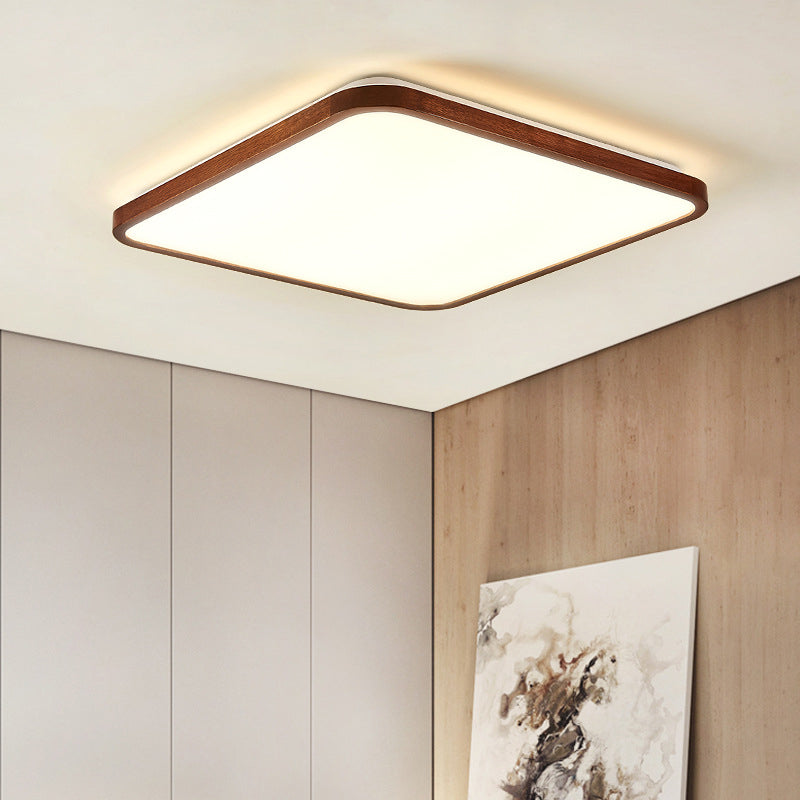 Modern Geometry Shape LED Ceiling Lamp Wood 1 Light Flush Mount for Living Room Aisle
