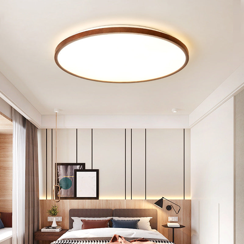 Modern Geometry Shape LED Ceiling Lamp Wood 1 Light Flush Mount for Living Room Aisle