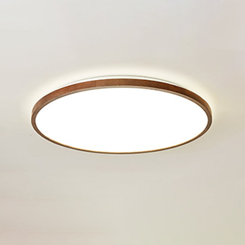 Modern Geometry Shape LED Ceiling Lamp Wood 1 Light Flush Mount for Living Room Aisle