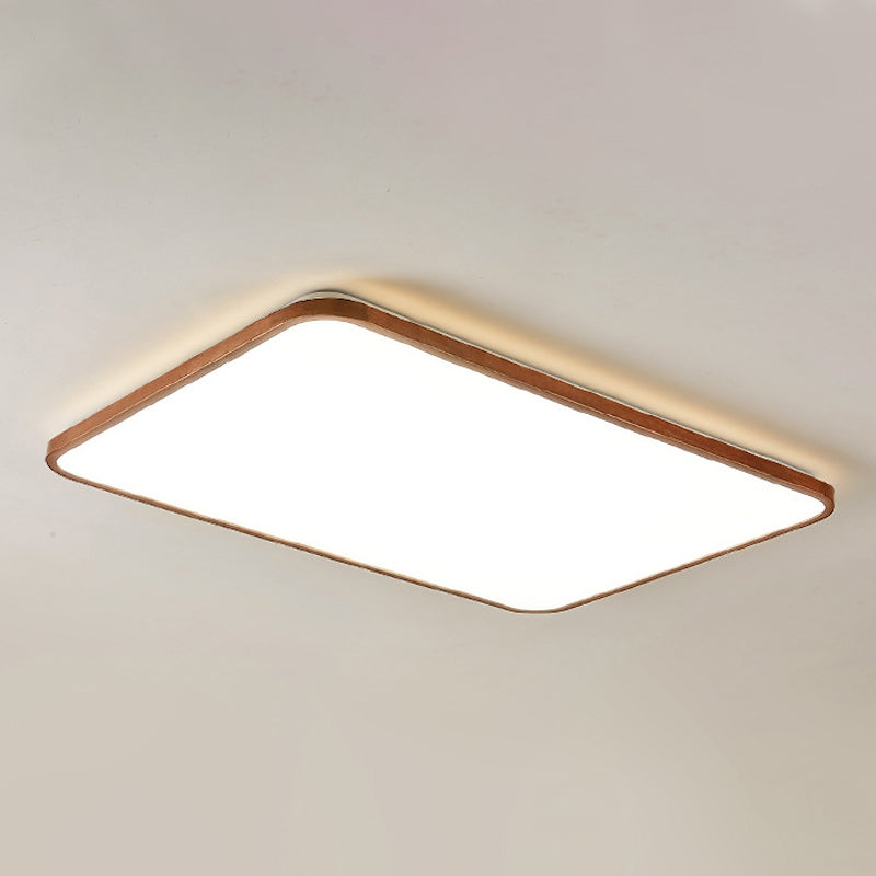 Modern Geometry Shape LED Ceiling Lamp Wood 1 Light Flush Mount for Living Room Aisle