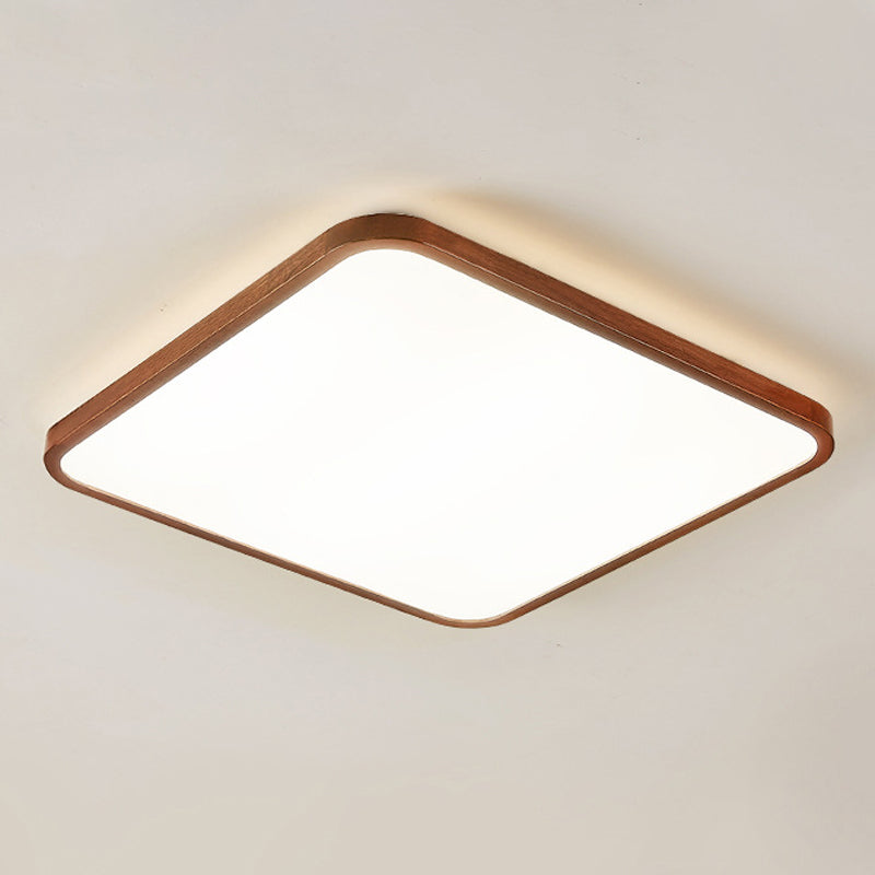 Modern Geometry Shape LED Ceiling Lamp Wood 1 Light Flush Mount for Living Room Aisle