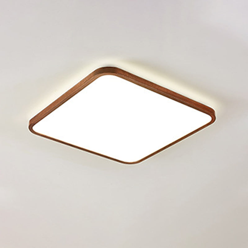 Modern Geometry Shape LED Ceiling Lamp Wood 1 Light Flush Mount for Living Room Aisle