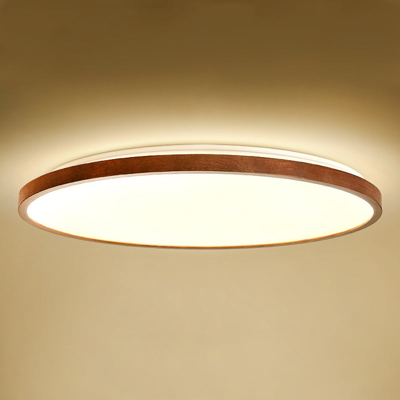 Modern Geometry Shape LED Ceiling Lamp Wood 1 Light Flush Mount for Living Room Aisle