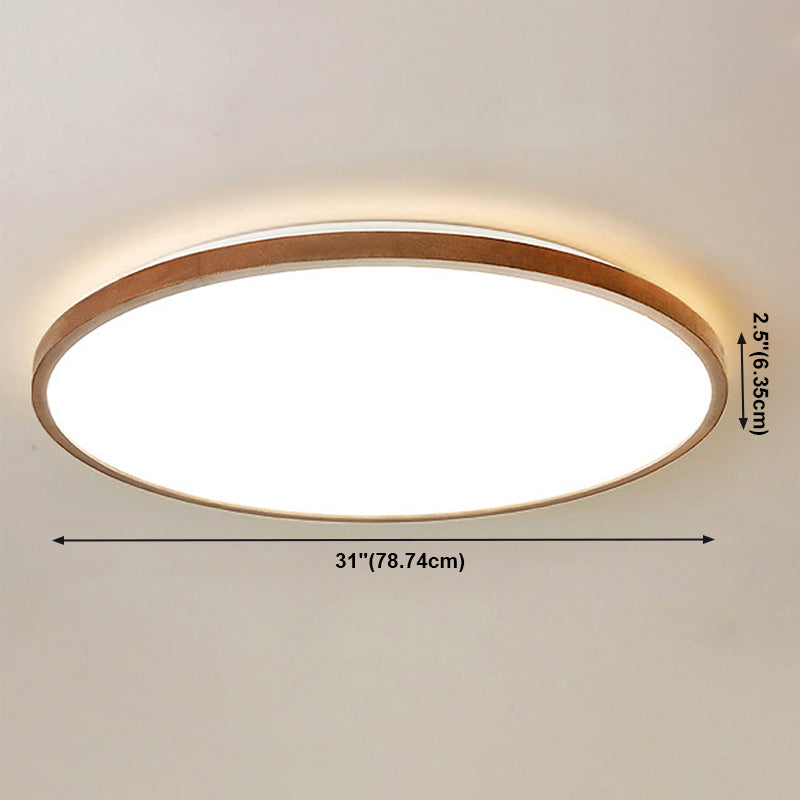 Modern Geometry Shape LED Ceiling Lamp Wood 1 Light Flush Mount for Living Room Aisle
