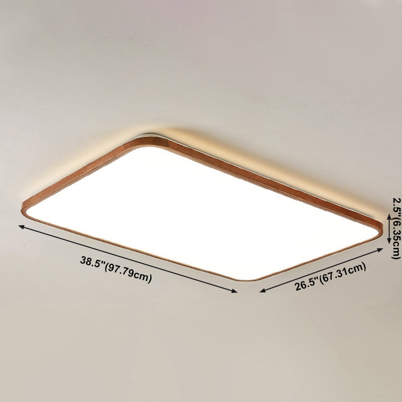 Modern Geometry Shape LED Ceiling Lamp Wood 1 Light Flush Mount for Living Room Aisle