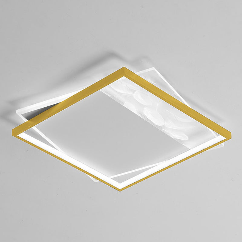 Geometry Shape LED Feather Ceiling Lamp Modern Iron 1 Light Flush Mount for Living Room