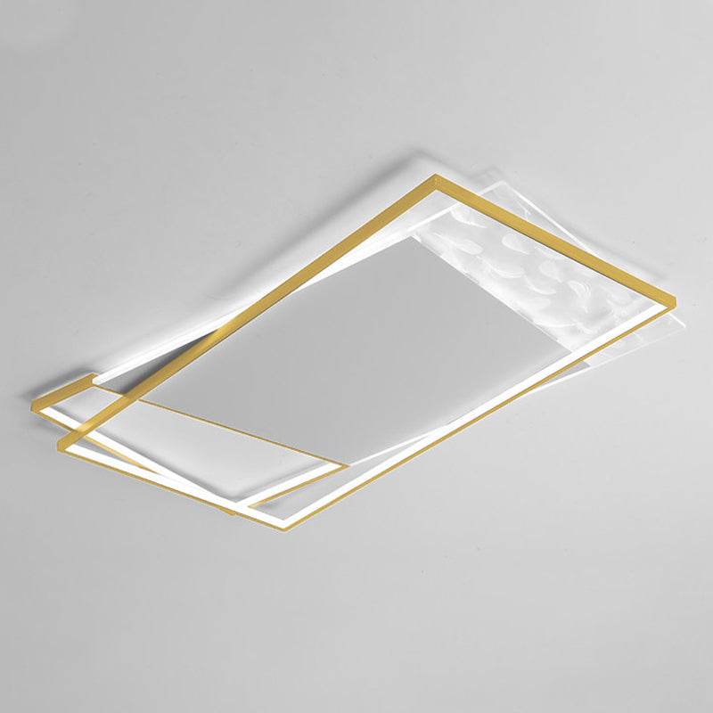 Geometry Shape LED Feather Ceiling Lamp Modern Iron 1 Light Flush Mount for Living Room