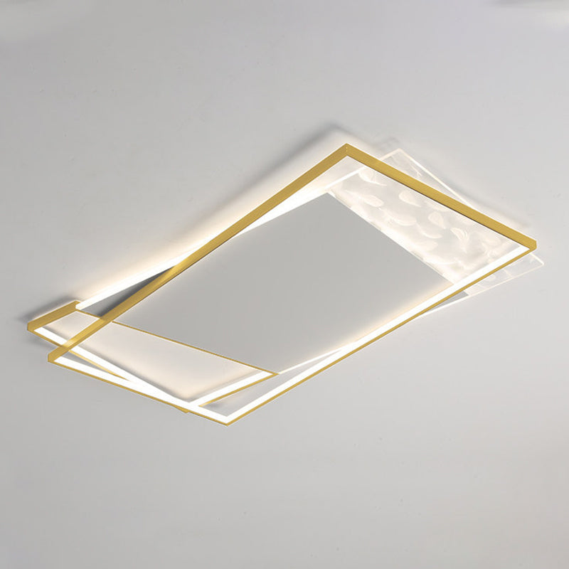 Geometry Shape LED Feather Ceiling Lamp Modern Iron 1 Light Flush Mount for Living Room