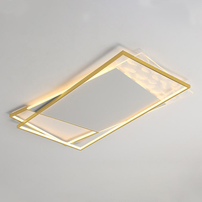 Geometry Shape LED Feather Ceiling Lamp Modern Iron 1 Light Flush Mount for Living Room