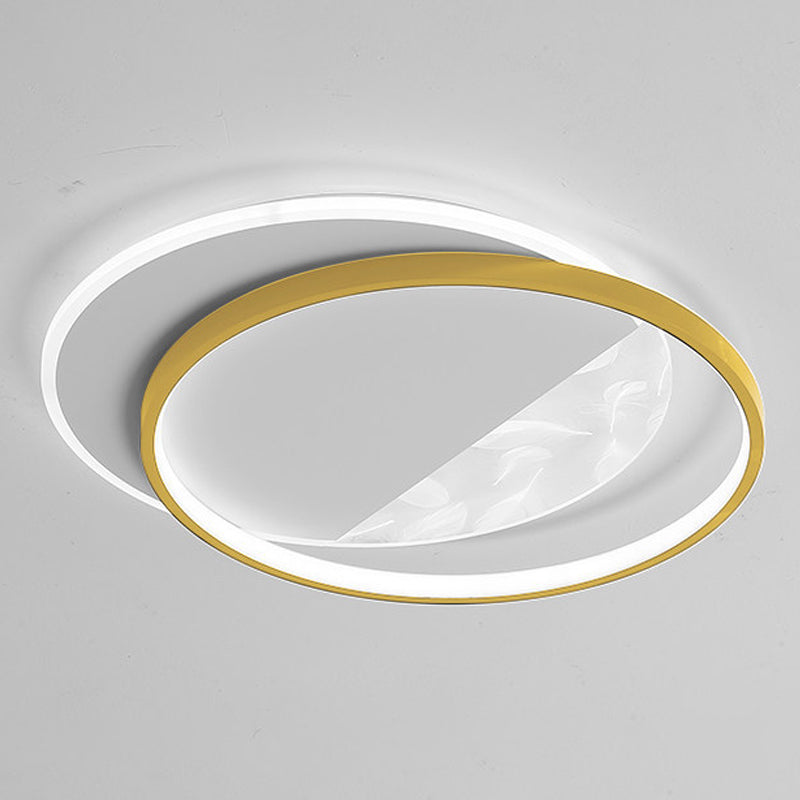 Geometry Shape LED Feather Ceiling Lamp Modern Iron 1 Light Flush Mount for Living Room