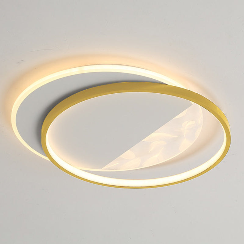 Geometry Shape LED Feather Ceiling Lamp Modern Iron 1 Light Flush Mount for Living Room